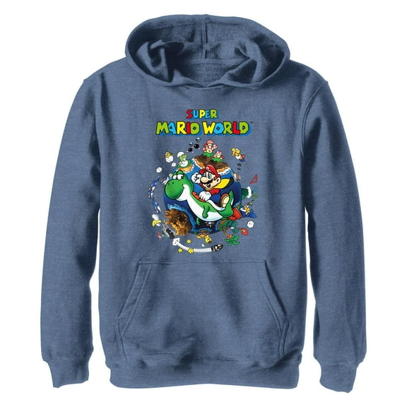 Boy's Nintendo Super Mario World Around the World  Pull Over Hoodie