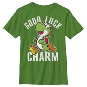 Boy's Nintendo Super Mario Yoshi St. Patrick's Good Luck Charm Graphic Tee Kelly Green Large
