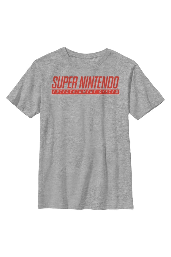 Boy's Nintendo Super Nintendo Entertainment System Logo Graphic Tee Athletic Heather X Large