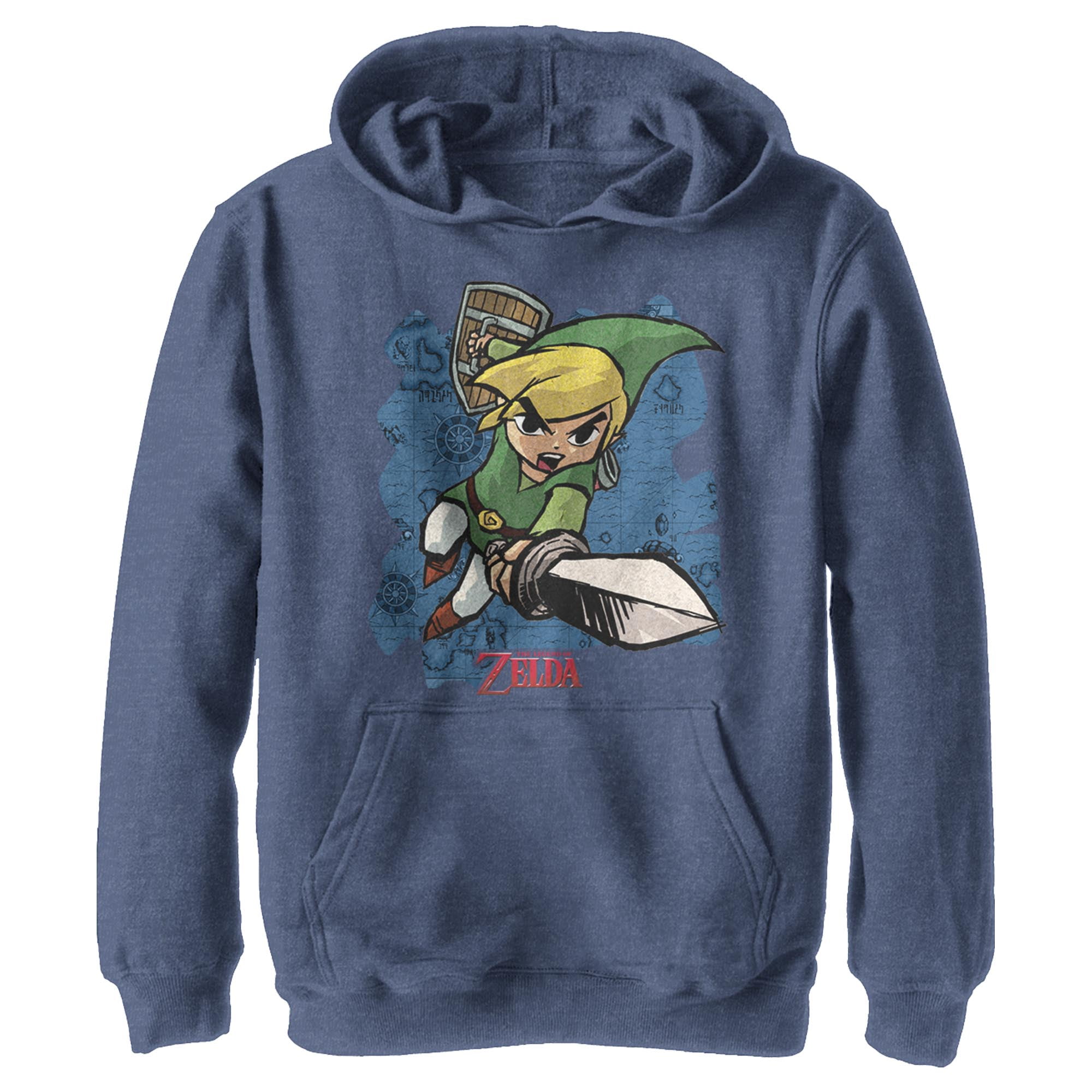 Boy s Nintendo Legend of Zelda Link Silhouette Pull Over Hoodie Black Small Walmart
