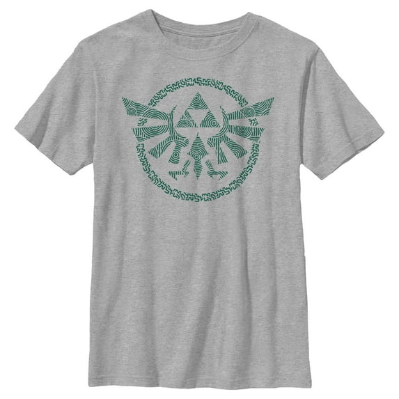 Boy's Nintendo The Legend of Zelda: Tears of the Kingdom Green Hyrule Crest Graphic Tee Athletic Heather Large