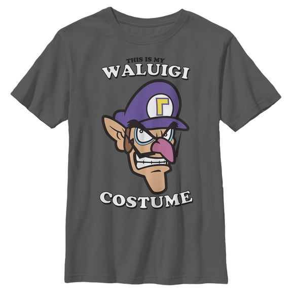 Boy's Nintendo This is my Waluigi Costume Graphic Tee Charcoal X Large