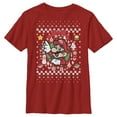 thumbnail image 1 of Boy's Nintendo Ugly Christmas Mario Wreath  Graphic Tee Red X Small, 1 of 3
