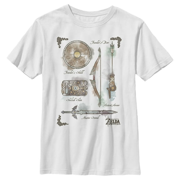 Boy's Nintendo Zelda Quest Gear Array  Graphic Tee White Large