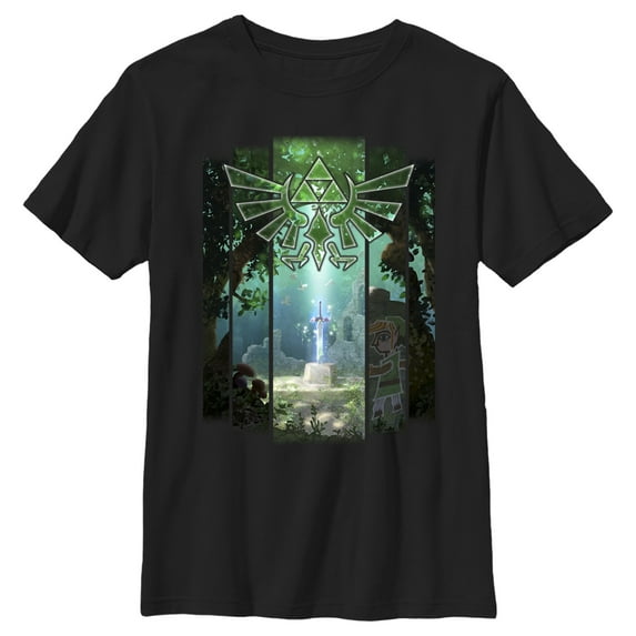 Boy's Nintendo Zelda Sword in the Stone Graphic Tee Black Medium