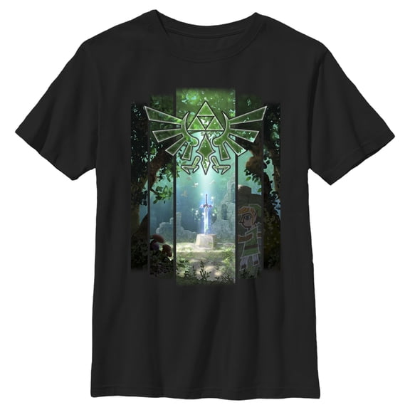 Boy's Nintendo Zelda Sword in the Stone  Graphic Tee Black X Large