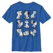 Boy's One Hundred and One Dalmatians Dog Family In Squares  Graphic Tee Royal Blue Small