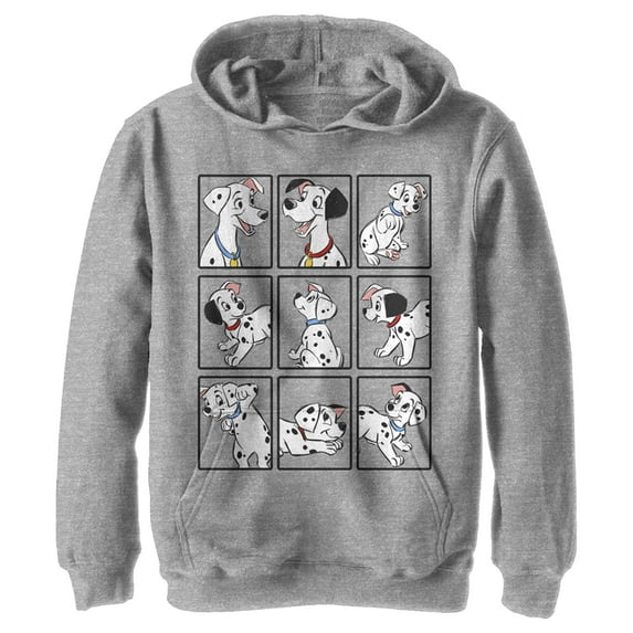 Boy's One Hundred and One Dalmatians Dog Family In Squares Pull Over Hoodie Athletic Heather Medium