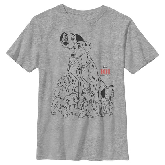 Boy's One Hundred and One Dalmatians Happy Dog Family  Graphic Tee Athletic Heather Medium