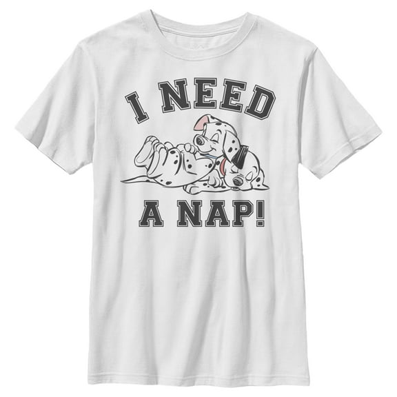 Boy's One Hundred and One Dalmatians I Need a Nap  Graphic Tee White Medium