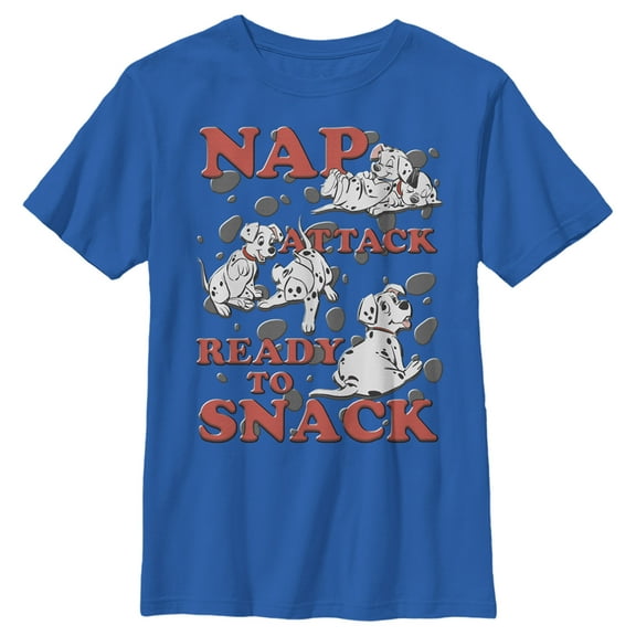 Boy's One Hundred and One Dalmatians Nap Attack Ready to Snack  Graphic Tee Royal Blue Medium
