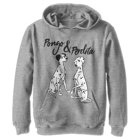 Boy's One Hundred and One Dalmatians Pongo and Perdita Pull Over Hoodie Athletic Heather X Large