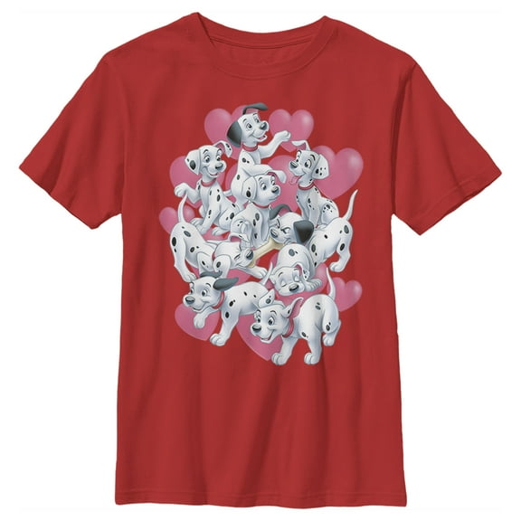 Boy's One Hundred and One Dalmatians Puppy Dalmatian Love  Graphic Tee Red Medium
