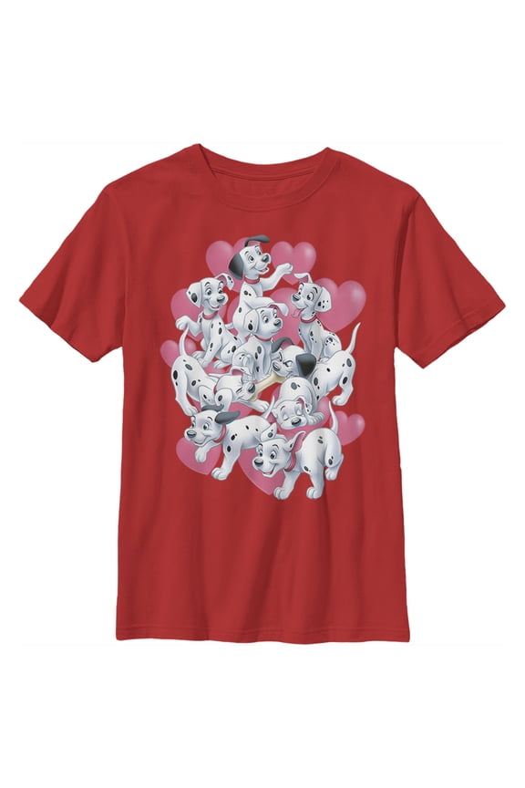 Boy's One Hundred and One Dalmatians Puppy Dalmatian Love Graphic Tee Red X Large
