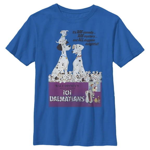 Boy's One Hundred and One Dalmatians Retro Poster Graphic Tee Royal Blue Small