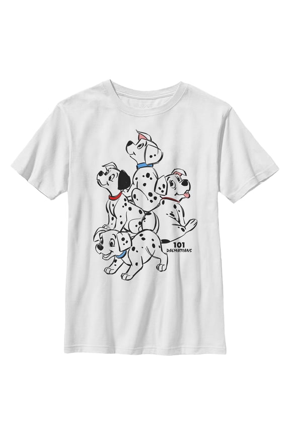 Boy's One Hundred and One Dalmatians Rolly, Lucky and Siblings Ready To Play Graphic Tee White X Small