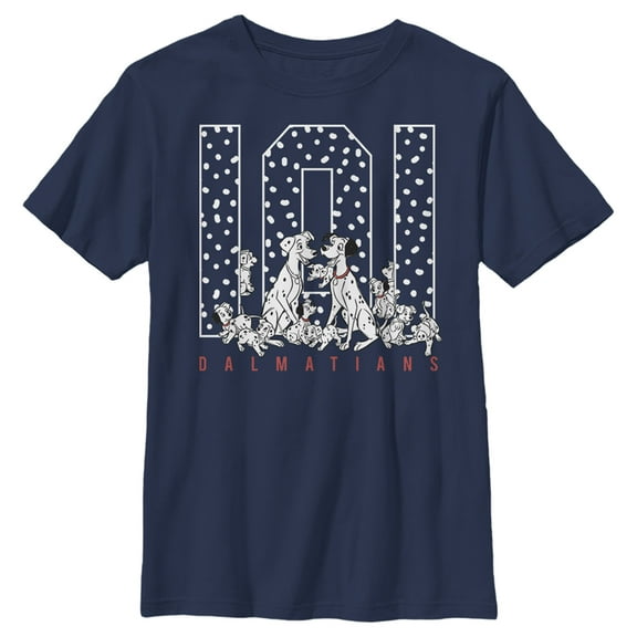 Boy's One Hundred and One Dalmatians The Whole Family Graphic Tee Navy Blue X Small