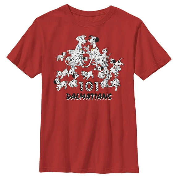 Boy's One Hundred and One Dalmatians The Whole Family Of Dogs  Graphic Tee Red X Small