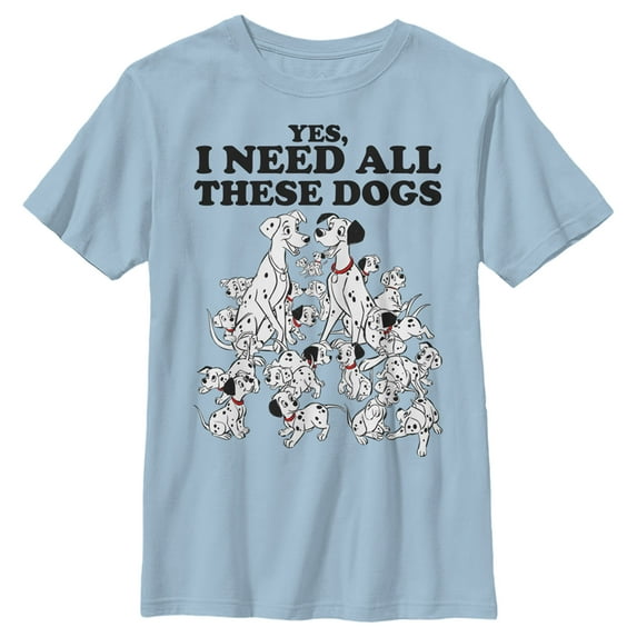 Boy's One Hundred and One Dalmatians Yes, I Need All These Dogs Graphic Tee Light Blue X Small