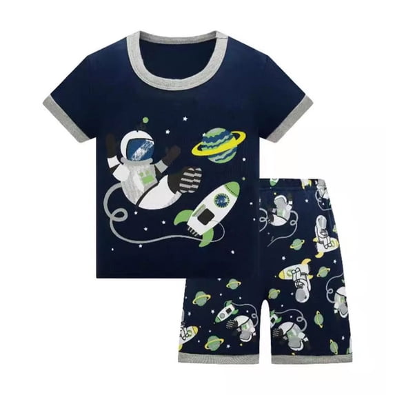 Boy's Outfits Cute Fashion Printed Short Sleeve Tops and Shorts Set Size 6-7T