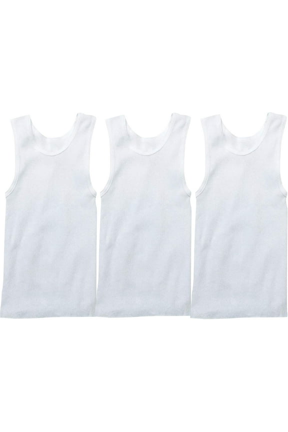 Boy's Pack of 3 or 6 Basic Cotton and Cotton Blend A-Shirts 3 Pack: White (Cotton / Poly Blend) 3-4T