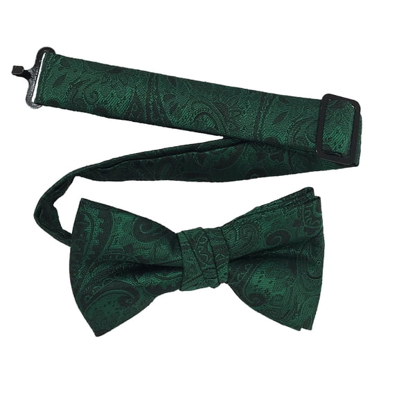 Boy’s Paisley Emerald Formal Satin Pre-Tied Bow Tie by Spencer J’s Signature Satin Collection
