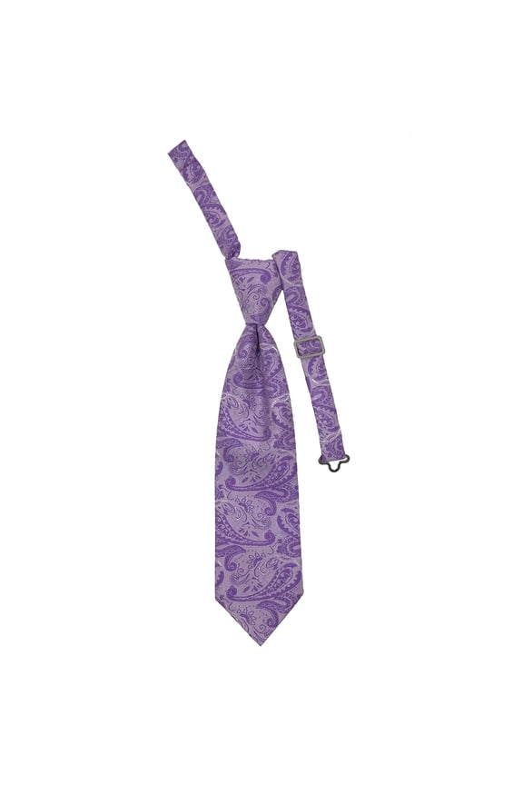 Boy’s Paisley Lavender Formal Satin Pre-Tied Neck Tie by Spencer J’s Signature Satin Collection