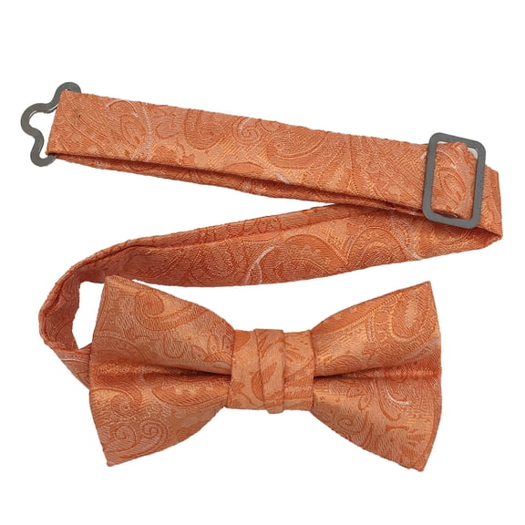 Boy’s Paisley Orange Formal Satin Pre-Tied Bow Tie in a Variety of Colors by Spencer J’s Signature Satin Collection