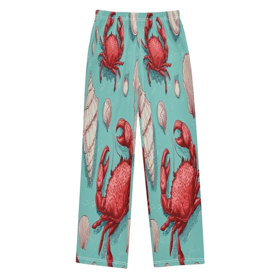 Boy's Pajama Pants Boys' Long Sleep Pants Children's Pajama Pants Loose Fitting Pajama Pants are Convenient to Put on and Take off L Red Crabs and Shells Art