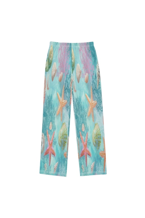 Boy's Pajama Pants Boys' Long Sleep Pants Children's Pajama Pants Loose Fitting Pajama Pants are Convenient to Put on and Take off L Seamless Coral Reef Map