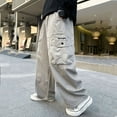 thumbnail image 1 of Boy's Pants Cargo Drawstring Loose Fit Pockets Cargo Sweatpants Streetwear Trousers, 1 of 8