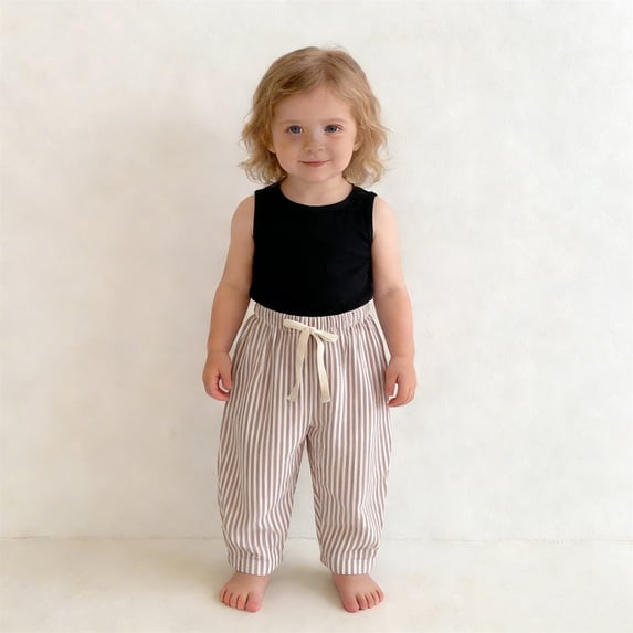 Boy's Pants Kids Minimalist Striped Daily Elastic Waist Activewear