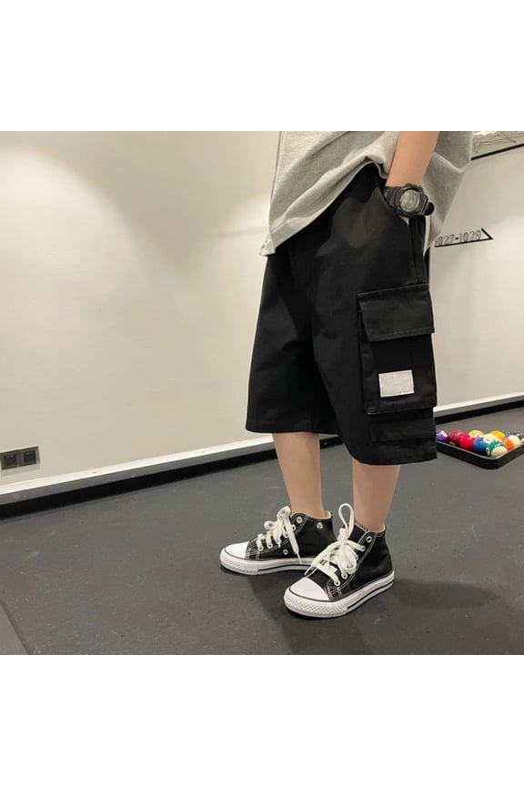 Boy's Pants Leisure Pocket Drawstring Waist Color Cargo 5 Division Of Labor Bottoms