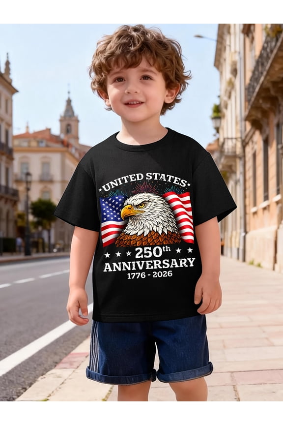 Boy's Patriotic USA 250th Anniversary Eagle T-Shirt