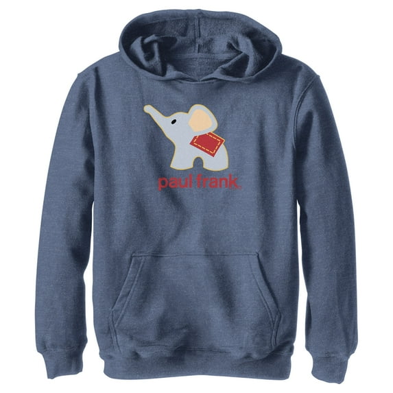 Boy's Paul Frank Ellie Logo Pull Over Hoodie Navy Blue Heather Small