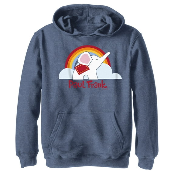 Boy's Paul Frank Ellie Rainbow Pull Over Hoodie Navy Blue Heather Medium