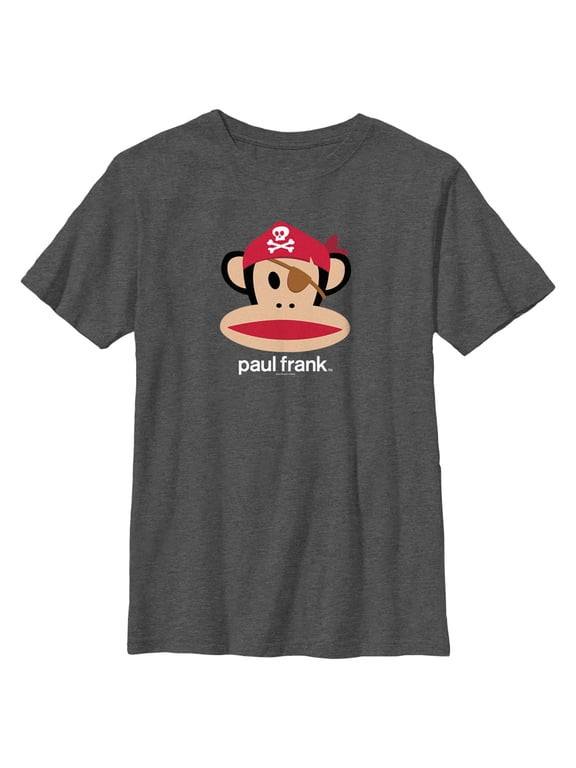 Boy's Paul Frank Halloween Julius the Monkey Pirate Graphic Tee Charcoal Heather Large