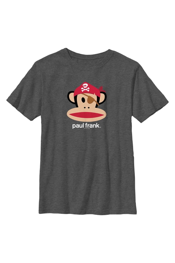 Boy's Paul Frank Halloween Julius the Monkey Pirate Graphic Tee Charcoal Heather Small