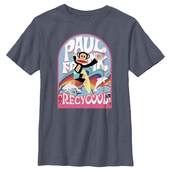 Boy's Paul Frank Recycool Julius the Monkey Graphic Tee Navy Blue Heather Large
