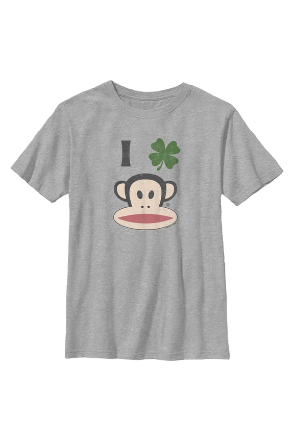Boy's Paul Frank St. Patrick's Day Four-Leaf Clover Julius Graphic Tee Athletic Heather Large