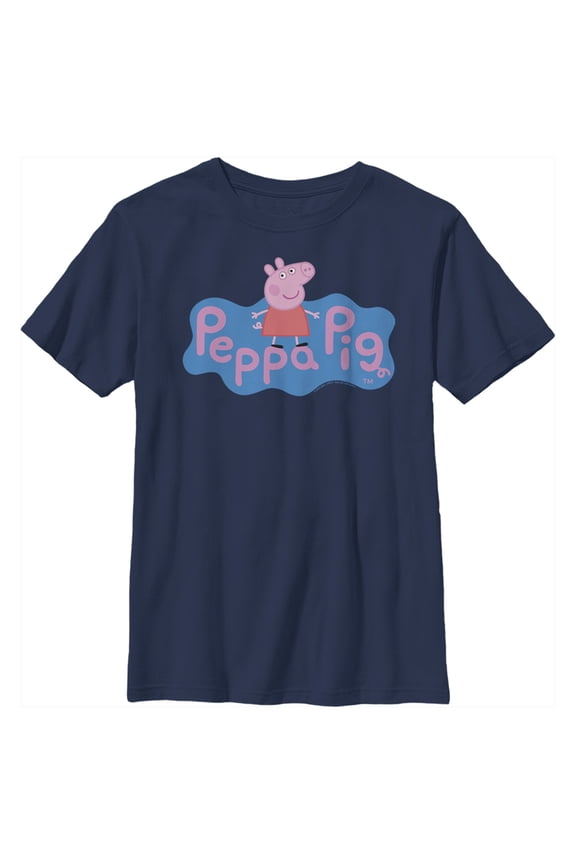 Boy's Peppa Pig Blue Logo  Graphic T-Shirt
