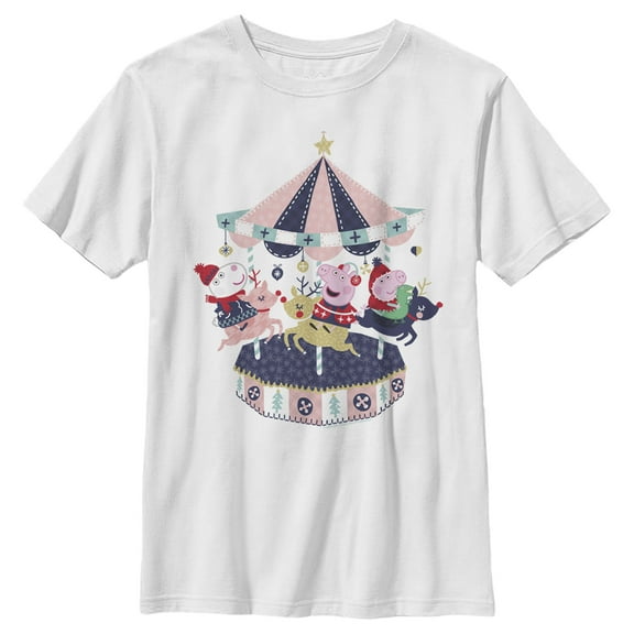 Boy's Peppa Pig Christmas Carousel Graphic T-Shirt