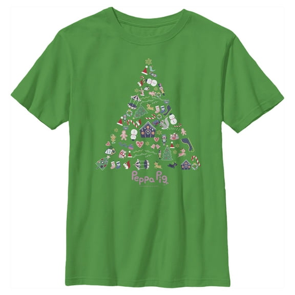 Boy's Peppa Pig Christmas Tree Icons Graphic T-Shirt