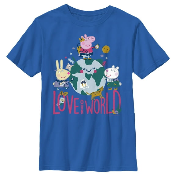 Boy's Peppa Pig Love Our World Graphic Tee Royal Blue Small