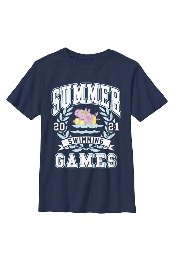 Boy's Peppa Pig Summer Swimming Games Graphic T-Shirt