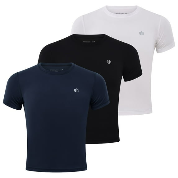 Boy's Performance Dry-Fit Moisture Wicking Active Athletic Performance Crew Neck, Active T-Shirt : 3 Pack