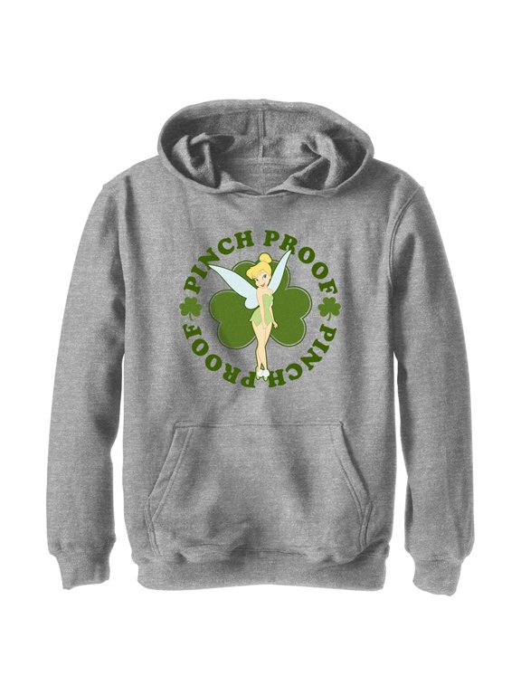 Boy's Peter Pan St. Patrick's Day Pinch Proof Tinkerbell Pull Over Hoodie Athletic Heather Medium