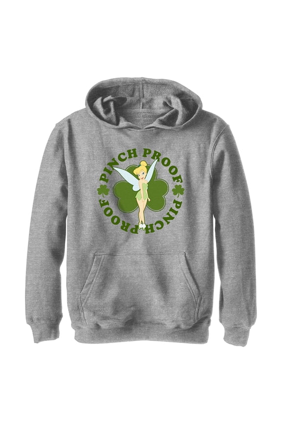 Boy's Peter Pan St. Patrick's Day Pinch Proof Tinkerbell Pull Over Hoodie Athletic Heather Medium