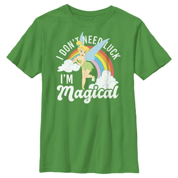 Boy's Peter Pan St. Patrick's Day Tinkerbell I Don't Need Luck I'm Magical  Graphic Tee Kelly Green Large
