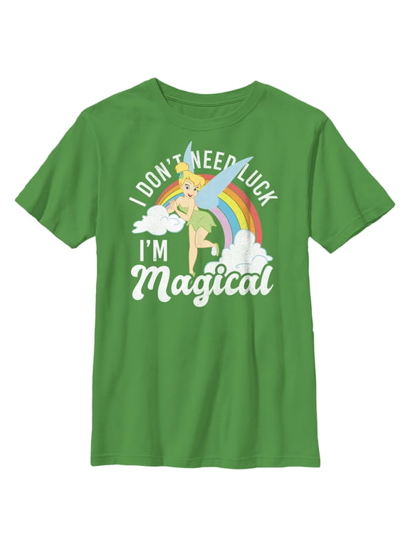 Boy's Peter Pan St. Patrick's Day Tinkerbell I Don't Need Luck I'm Magical Graphic Tee Kelly Green Large